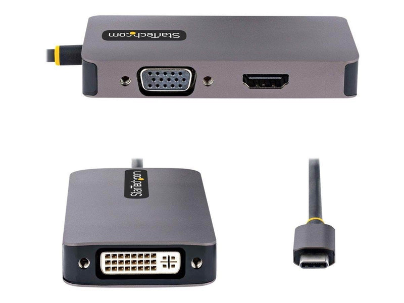 StarTech.com USB C Video Adapter USB C to HDMI DVI VGA Adapter Up to 4K 60Hz Aluminum Multiport Video Display Adapter