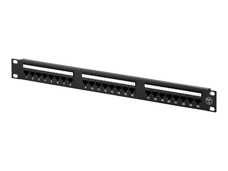 Deltaco PAN-108 UTP patchpanel 24xRJ45 Cat6 Krone-"connecter" 1U 19" metal