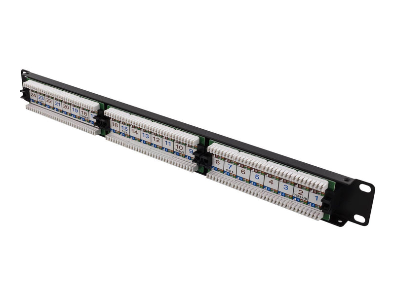Deltaco PAN-108 UTP patchpanel 24xRJ45 Cat6 Krone-"connecter" 1U 19" metal