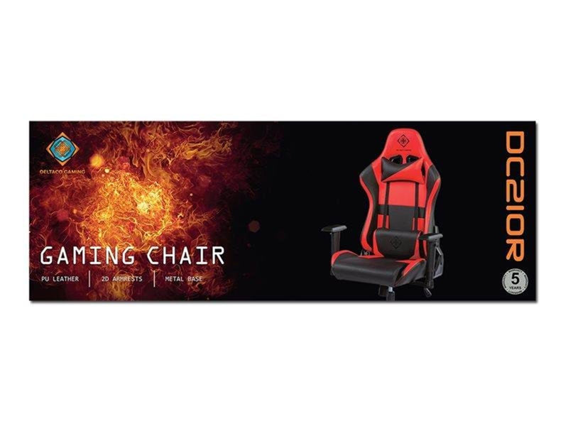 Deltaco GAMING Gaming Chair Black/Red Gaming Stuhl - Aluminiumrahmen - Bis zu 90 kg