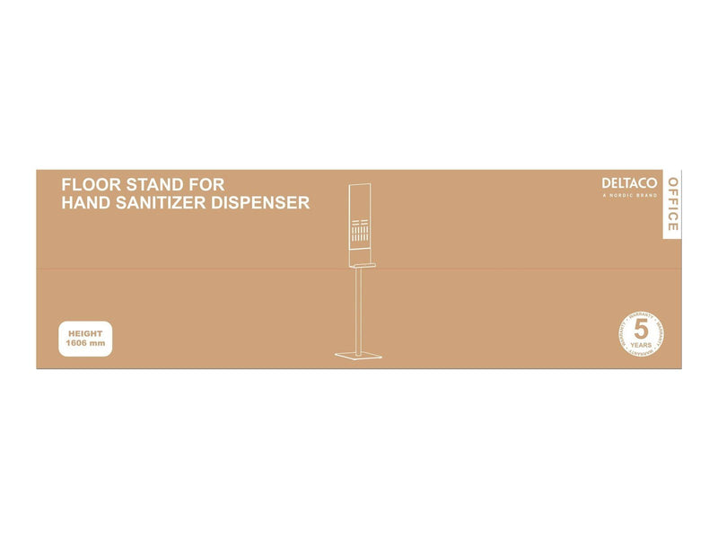 Deltaco OFFICE Universal floor stand for hand sanitizer dispenser.