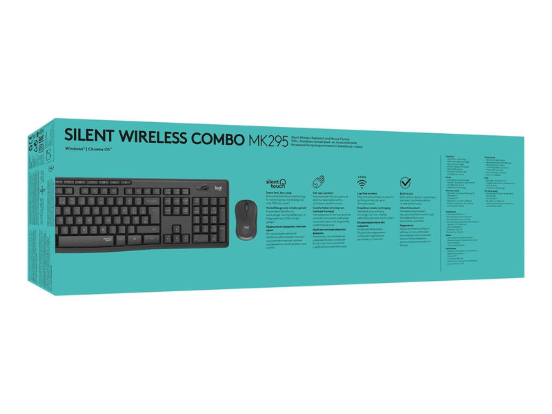Logitech MK295 Silent - keyboard and mouse set - Russian - graphite - Tastatur & Maus Set - Russich - Schwarz