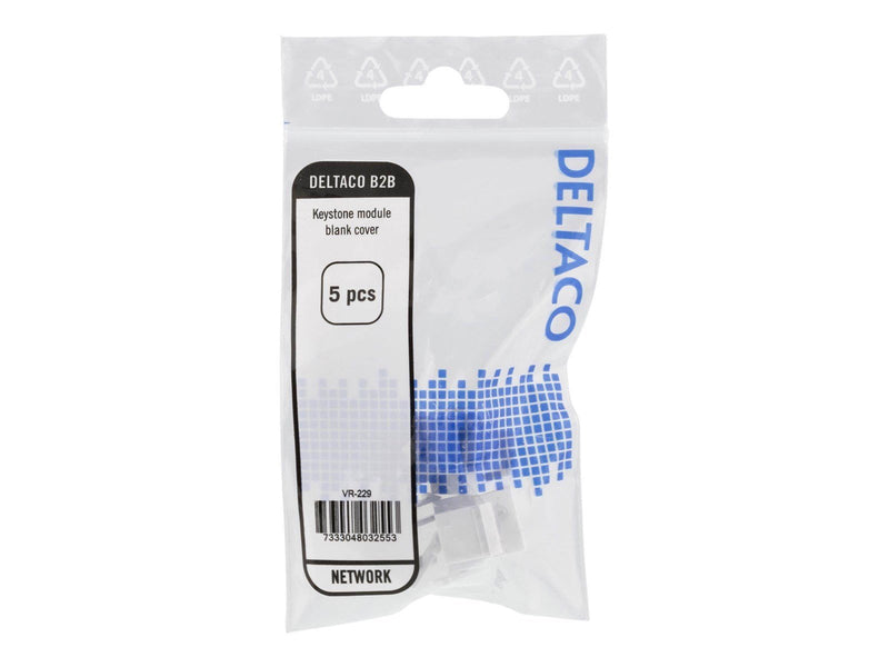 Deltaco VR-229 Blank Cover for Keystone ports (5-Pack) White