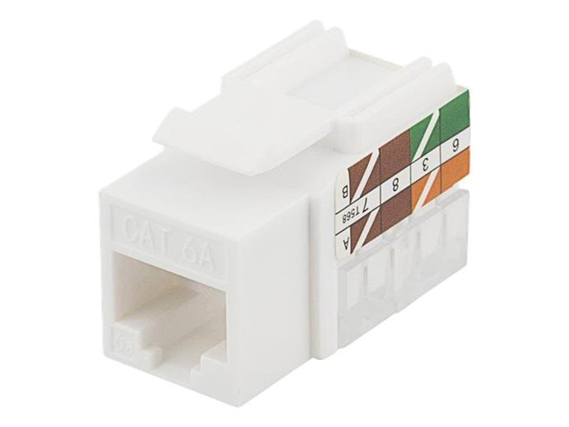 Deltaco MD-124 Cat6A Keystone jack LSA/110 termination plastic toolless white (1-Pack)