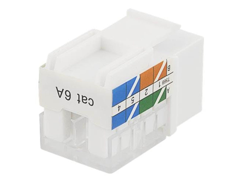 Deltaco MD-124 Cat6A Keystone jack LSA/110 termination plastic toolless white (1-Pack)