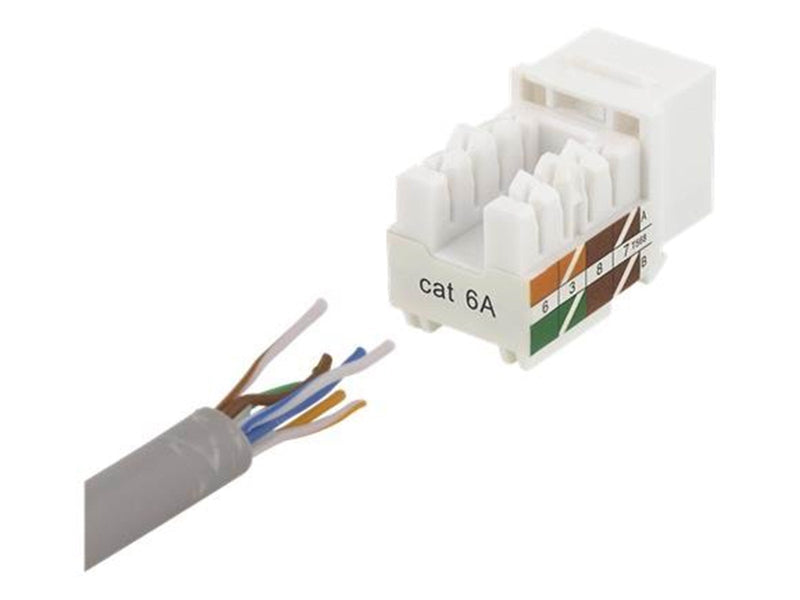 Deltaco MD-124 Cat6A Keystone jack LSA/110 termination plastic toolless white (1-Pack)