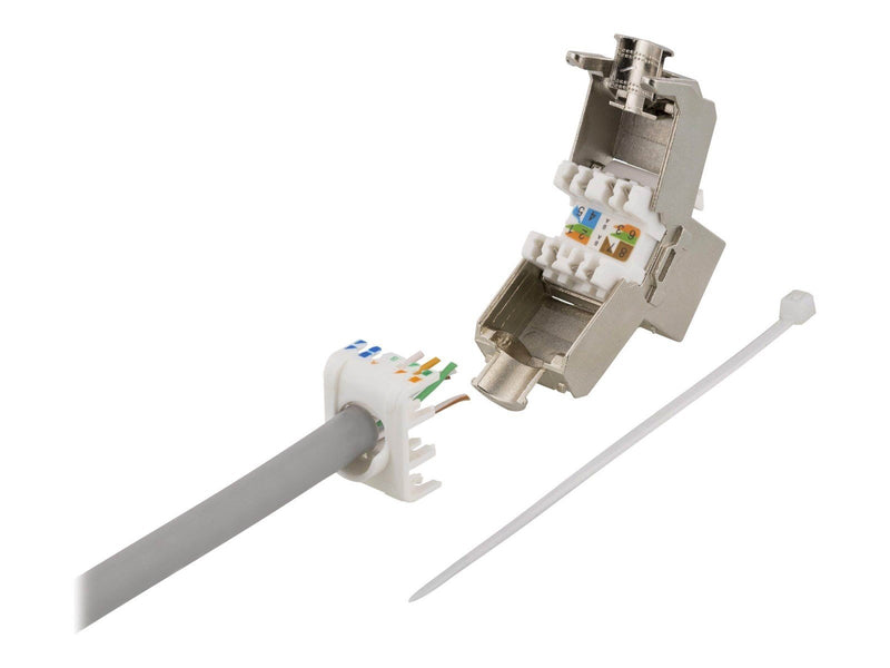 Deltaco MD-121 Cat6A Shielded Keystone Jack Toolless Clamp Termination Plastic white/metal