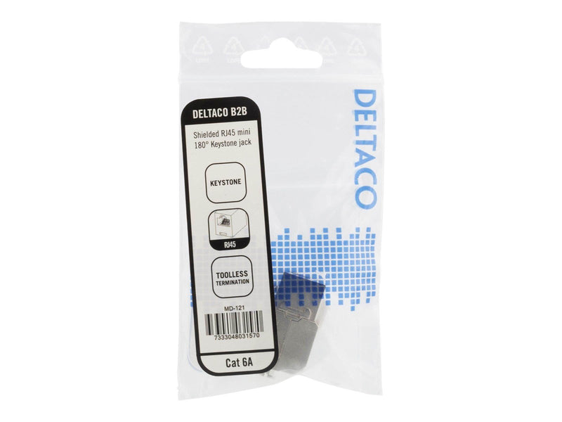 Deltaco MD-121 Cat6A Shielded Keystone Jack Toolless Clamp Termination Plastic white/metal
