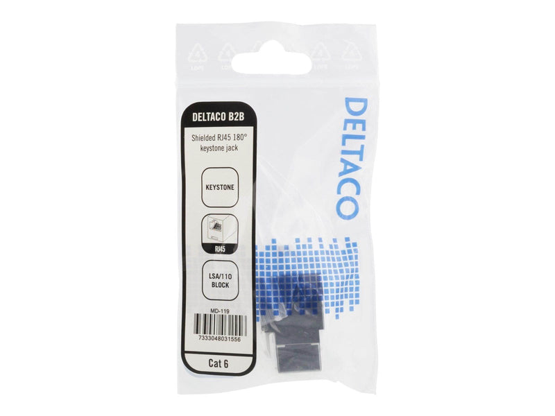Deltaco MD-119 Keystone Jack CAT6 White/Metal