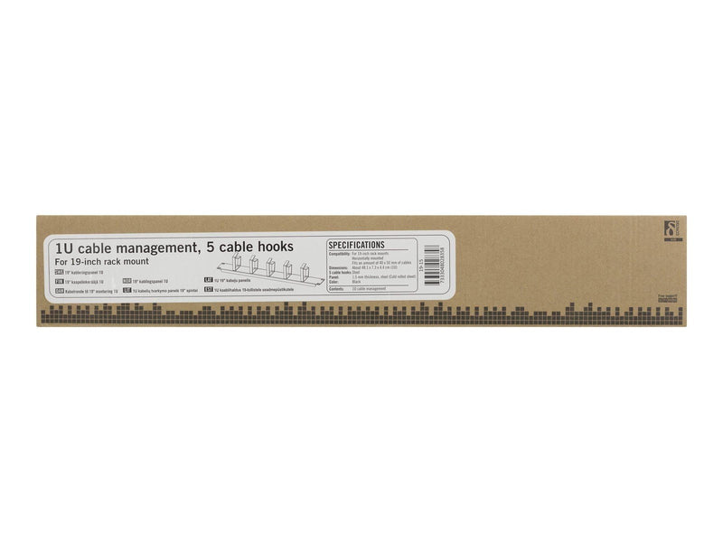 Deltaco 19" 1U Metal Cable Management With Brush