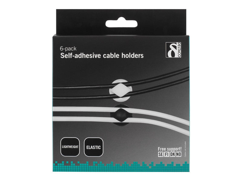 Deltaco Cable Holder Self Adhesive 6-pack