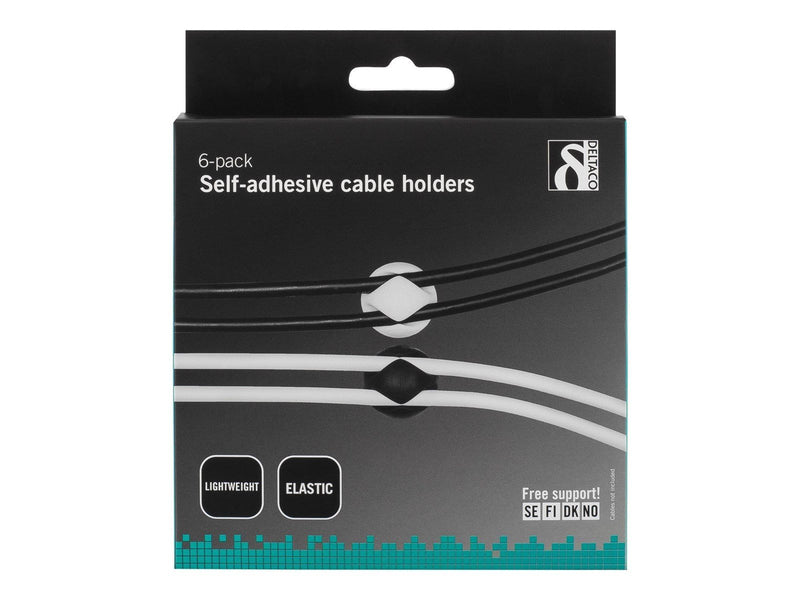 Deltaco Cable Holder Self Adhesive 6-pack
