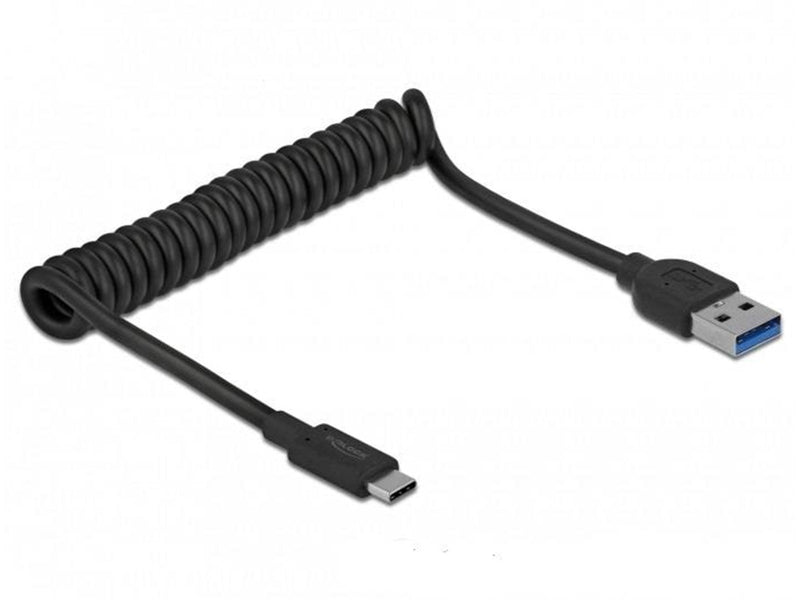 DeLOCK USB 3.1 Gen 2 Coiled Cable Type-A male to Type-C male