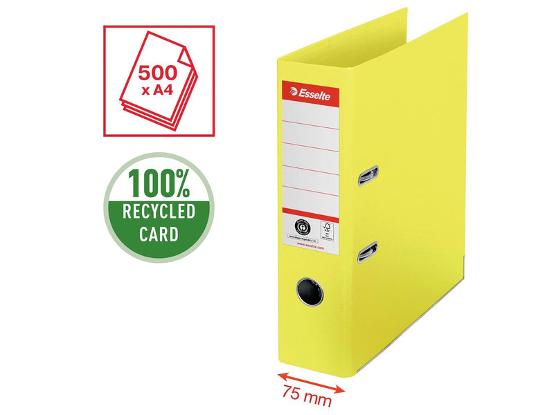 Esselte No. 1 Ordner, 100% Recycling-Karton, Gelb