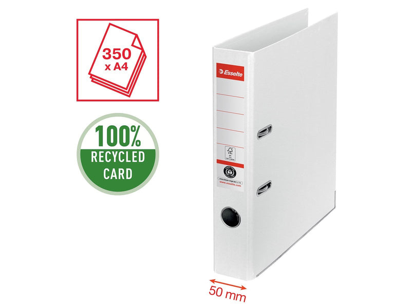 Esselte No. 1 Ordner, 100% Recycling-Karton, Weiß
