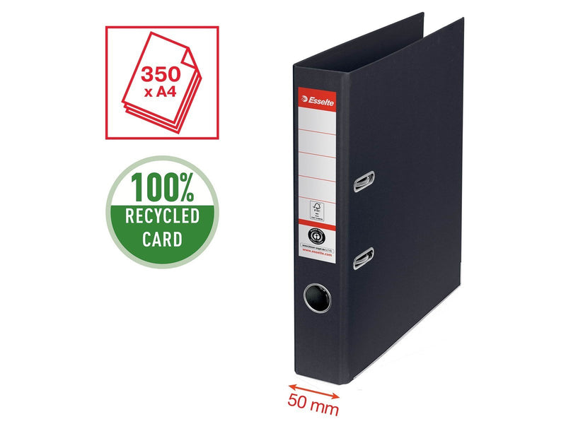 Esselte No. 1 Ordner, 100% Recycling-Karton, Schwarz
