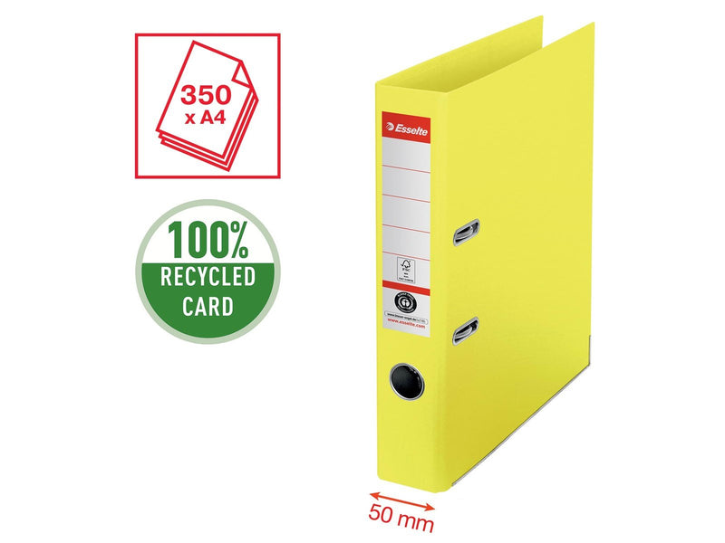 Esselte No. 1 Ordner, 100% Recycling-Karton, Gelb