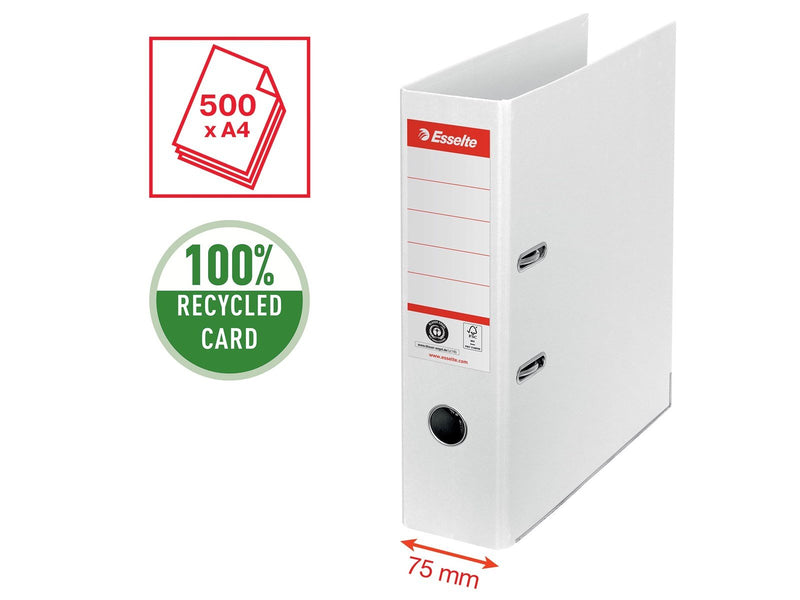 Esselte No. 1 Ordner, 100% Recycling-Karton, Weiß
