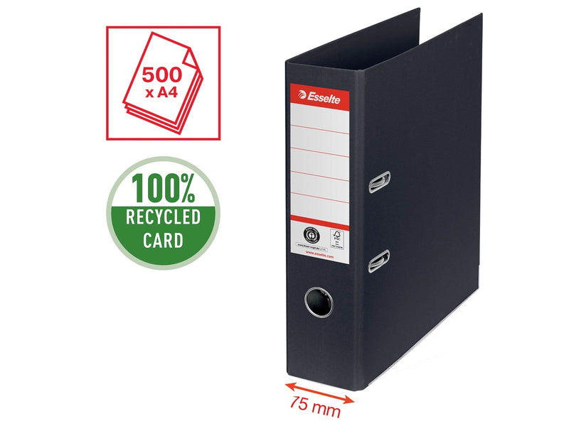 Esselte No. 1 Ordner, 100% Recycling-Karton, Schwarz