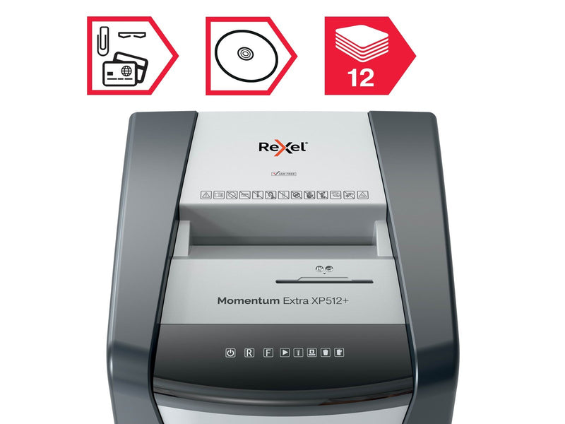 Rexel Momentum Extra XP512+ Anti-Papierstau Mikroschnitt-Aktenvernichter