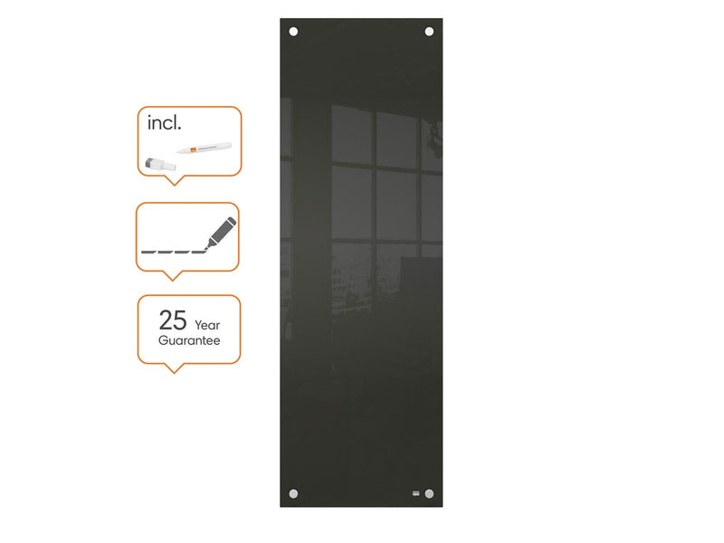 Nobo  Schmales Glas Whiteboard 30 x 90 cm Schwarz
