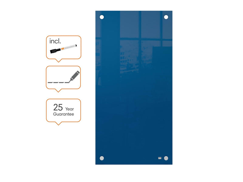 Nobo  Schmales Glas Whiteboard 30 x 60 cm Blau