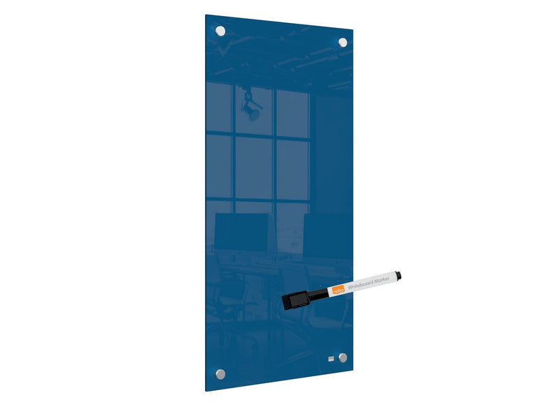 Nobo  Schmales Glas Whiteboard 30 x 60 cm Blau