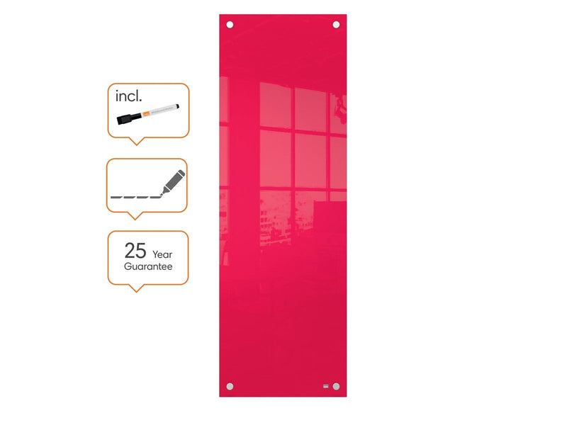 Nobo  Schmales Glas Whiteboard 30 x 90 cm Rot
