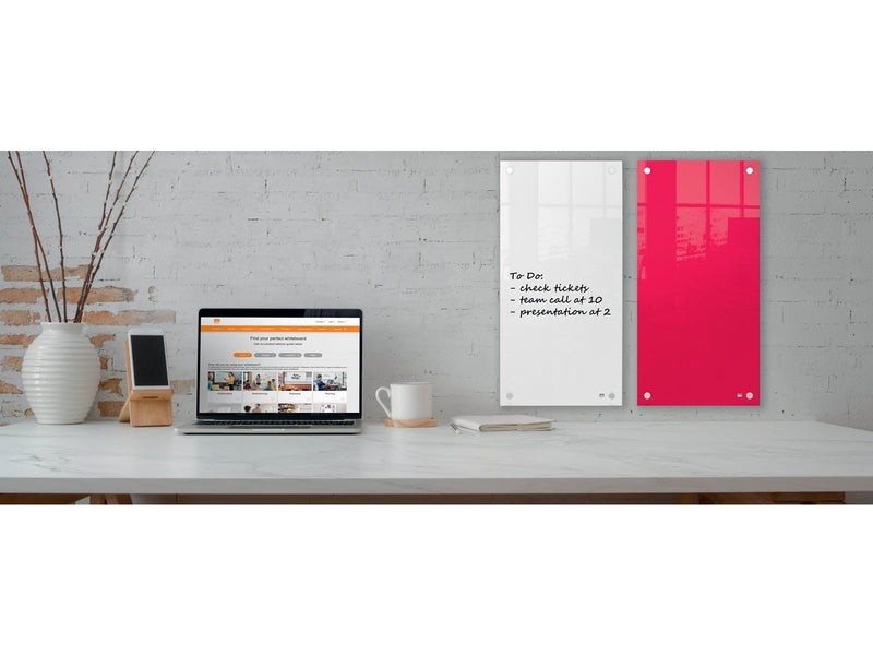 Nobo  Schmales Glas Whiteboard 30 x 60 cm Rot
