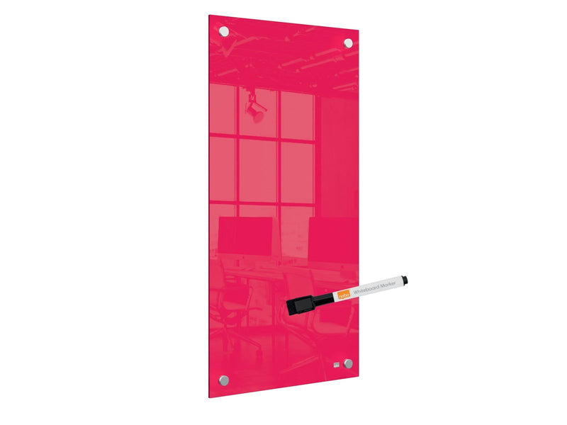 Nobo  Schmales Glas Whiteboard 30 x 60 cm Rot