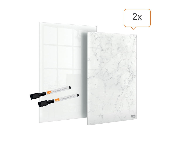 Nobo Glas Desktop-Notiztafeln 15,2 x 23 cm, 2er Set