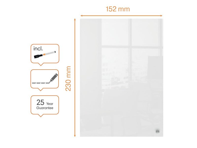 Nobo Glas Desktop-Notiztafeln 15,2 x 23 cm, 2er Set