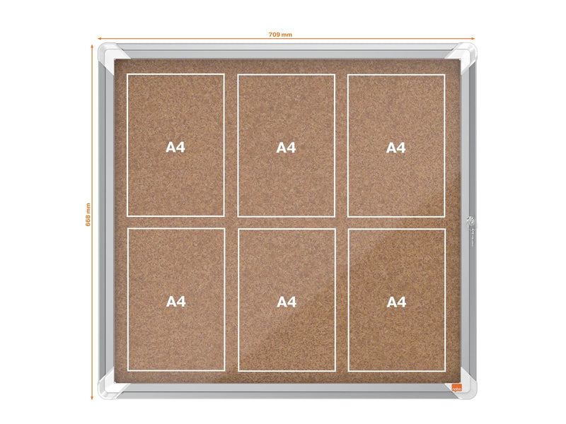 Nobo Premium Plus Schaukasten für den Innenbereich 6 x A4, Kork, Klapptür