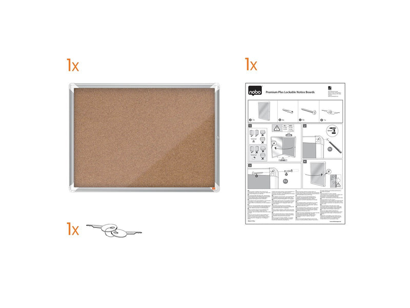 Nobo Premium Plus Schaukasten für den Innenbereich 6 x A4, Kork, Klapptür