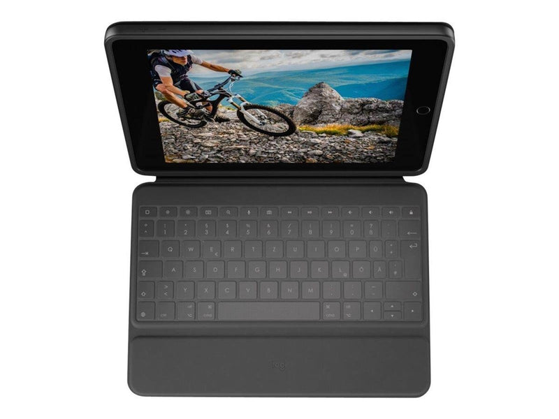 Logitech Rugged Folio - keyboard and folio case - French - Tastatur & Folio-Set - Französisch - Schwarz