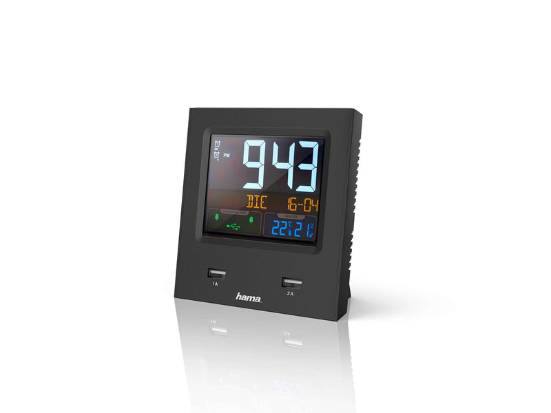 Hama "Dual-USB" Radio Alarm Clock with LED Colour Display and USB Charg. Func.