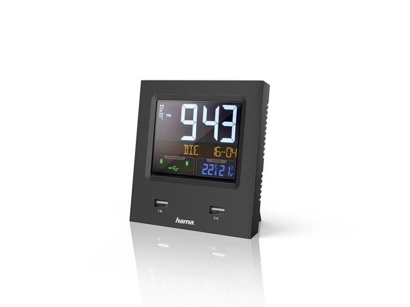 Hama "Dual-USB" Radio Alarm Clock with LED Colour Display and USB Charg. Func.