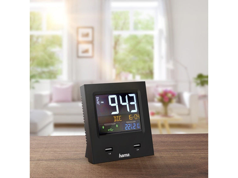 Hama "Dual-USB" Radio Alarm Clock with LED Colour Display and USB Charg. Func.