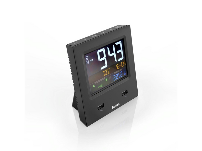 Hama "Dual-USB" Radio Alarm Clock with LED Colour Display and USB Charg. Func.