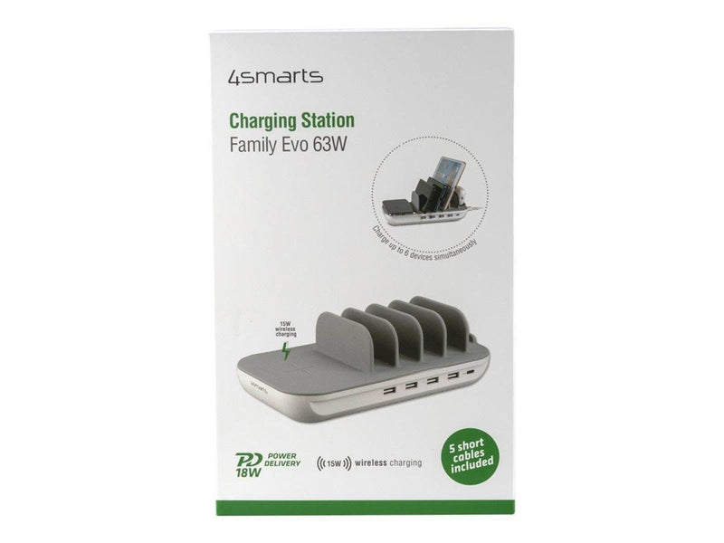 4smarts Family Evo wireless charging pad / charging stand - 4 x USB USB-C - 63 Watt