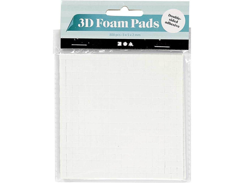 Creativ Company 3D Foam Pads White 5x5x2mm 2 Sheets