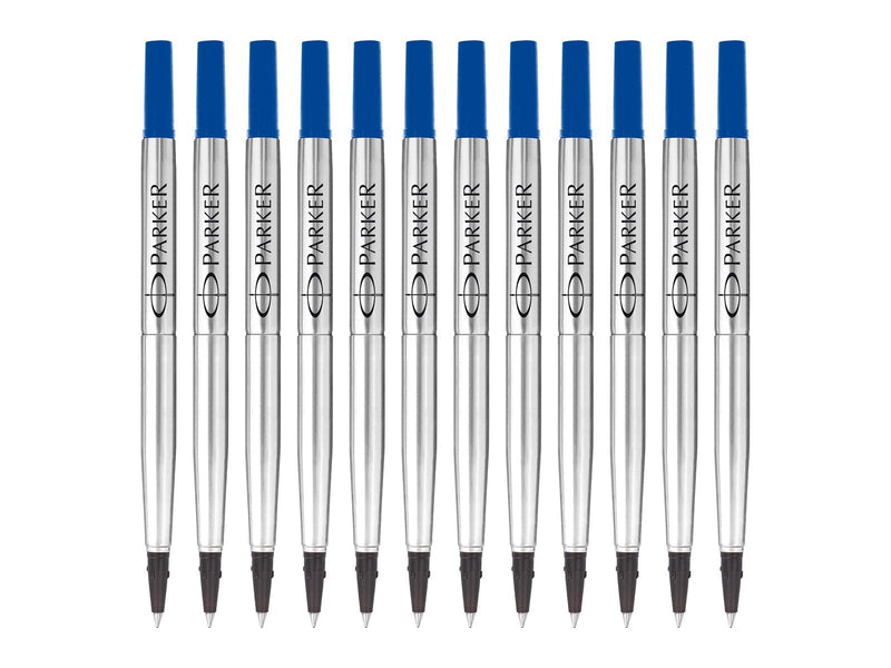 Parker Ersatzminen für Tintenroller | feine Spitze | blaue QUINK Tinte | 12 Stück