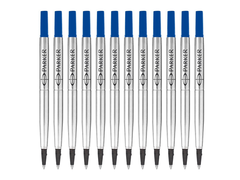 Parker Ersatzminen für Tintenroller | mittlere Spitze | blaue QUINK Tinte | 12 Stück