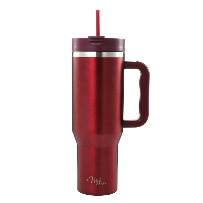 Milu Edelstahl-Tumbler-Set (3-tlg.) mit Trinkhalm - 1200 ml - berry