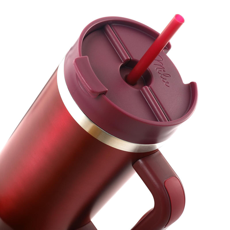 Milu Edelstahl-Tumbler-Set (3-tlg.) mit Trinkhalm - 1200 ml - berry