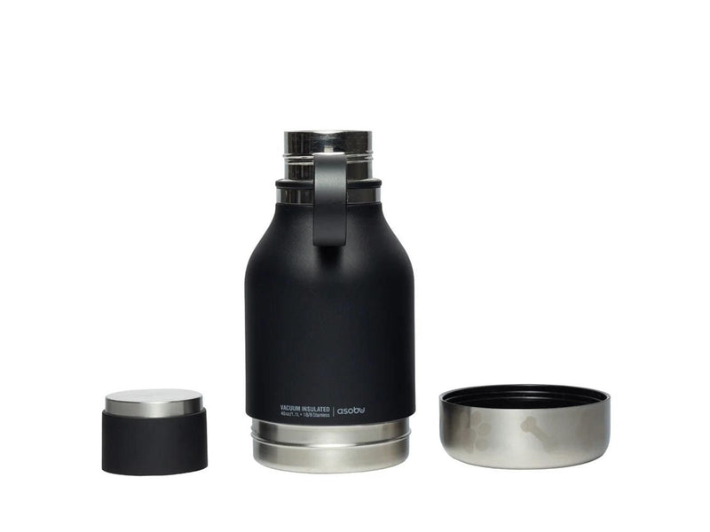 ASOBU Stainless Steel Dog Bowl Bottle Black 975ml