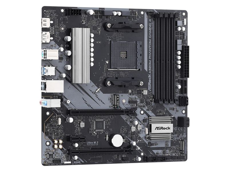 ASRock A520M Phantom Gaming 4 Mainboard - AMD A520 - AMD AM4 - DDR4 RAM - Micro-ATX