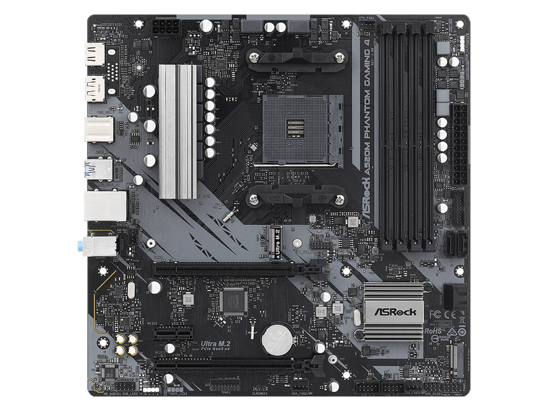 ASRock A520M Phantom Gaming 4 Mainboard - AMD A520 - AMD AM4 - DDR4 RAM - Micro-ATX