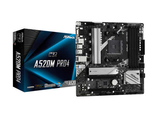 ASRock A520M Pro4 Mainboard - AMD A520 - AMD AM4 - DDR4 RAM - Micro-ATX