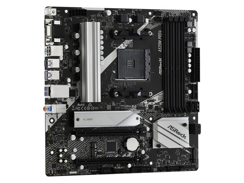 ASRock A520M Pro4 Mainboard - AMD A520 - AMD AM4 - DDR4 RAM - Micro-ATX